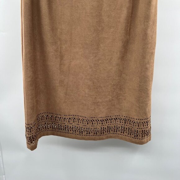 Lila Rose Faux Suede Shift Dress Sleeveless Tan Size 10 - Picture 3 of 9